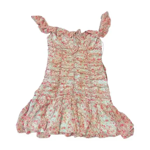 Anthropologie ASTR the Label S Floral Ruched Ruffle Mini Dress Milkmaid Coquette - Picture 9 of 12